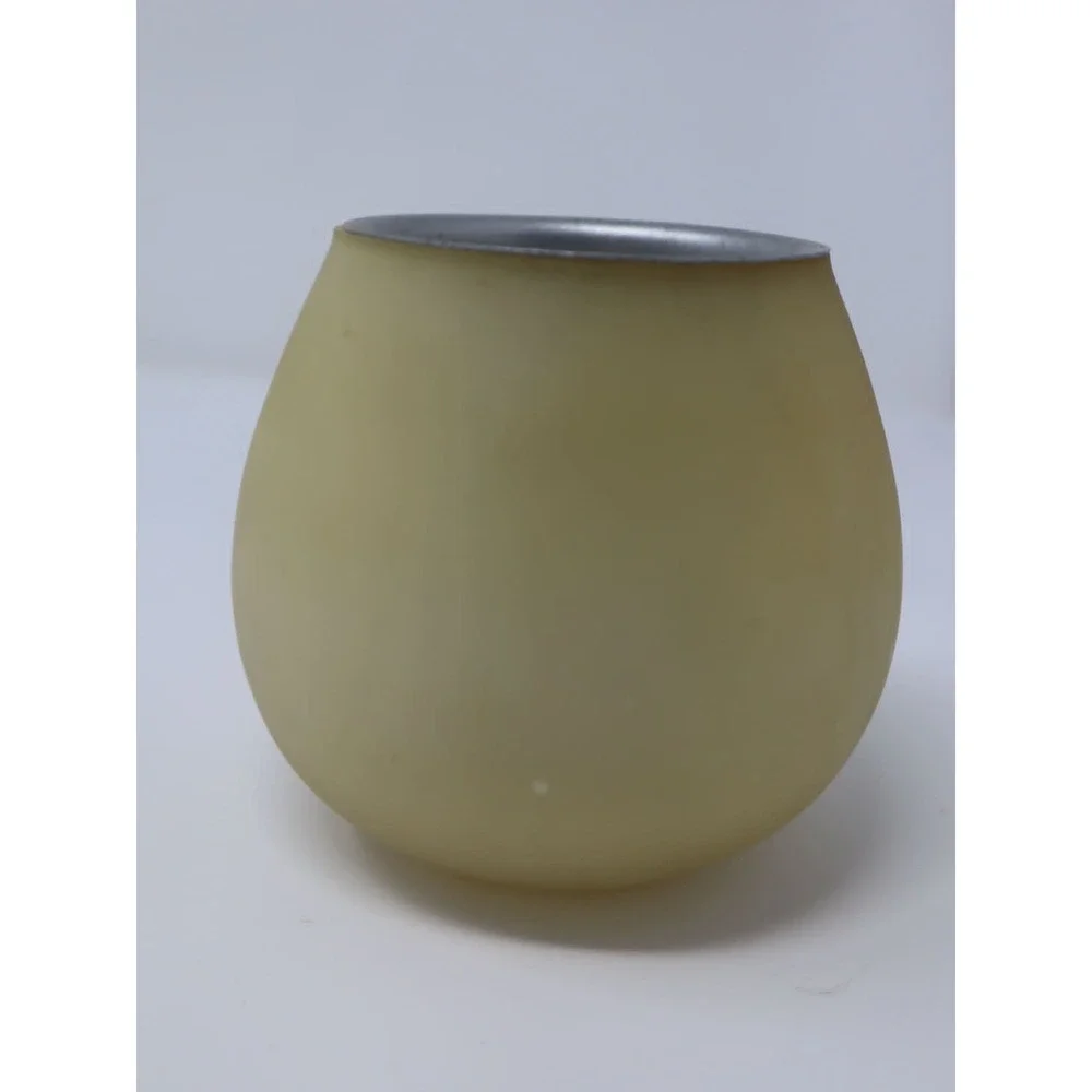 Ivory Candleholder Glass 3.5in Wheat Design Frosted Votive Cup Harvest Beige